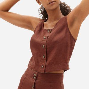 Everlane Linen Button-Front Crop Tank